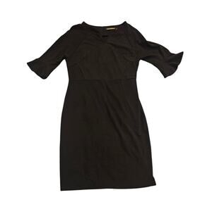Woosunze Size Large Black Half Sleeve Zip Closure Dress